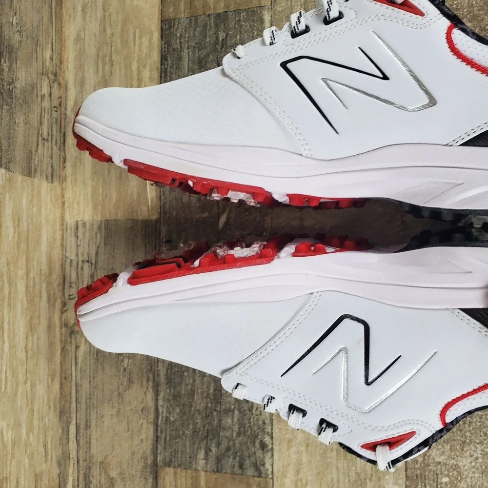 New Balance Brighton Mens Golf Shoes Sz 9 D White Black Leather Spike Sneakers